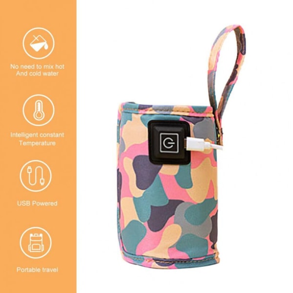 Universal USB Milk Warmer Travel Stroller Insulated Bag Portable Breastfeeding Baby Bottle Warmer Camouflage-Black