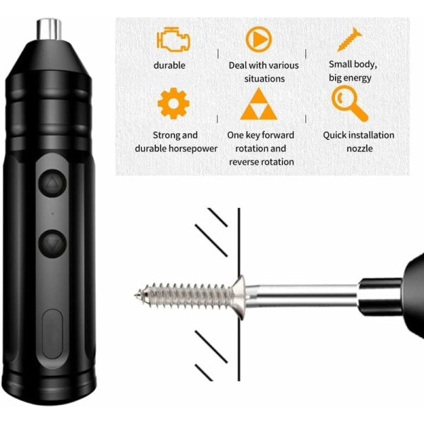 Ledningsfri elektrisk skruetrækkersæt - Mini-bor 250RPM - USB-genopladelig - Bærbart værktøjssæt til automatisk reparation med USB-kabel (størrelse: 10 stk. batchhoved)