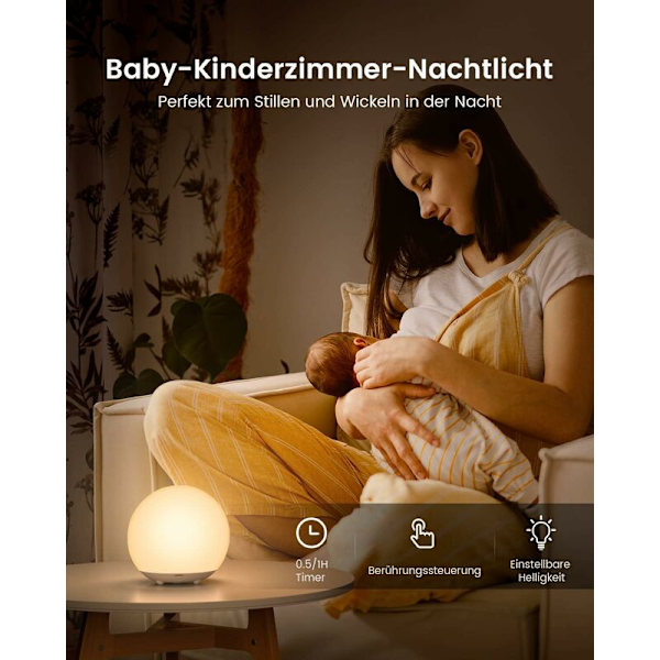 Natlampe til Børn, Natlampe til Baby, Natlampe - Dæmpbar, RGB Farveskiftende, USB Sideindladning