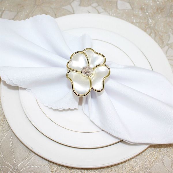 Blomsterformede servietringe, elegante servietholder til papirservietter og duge, sæt med 6, A