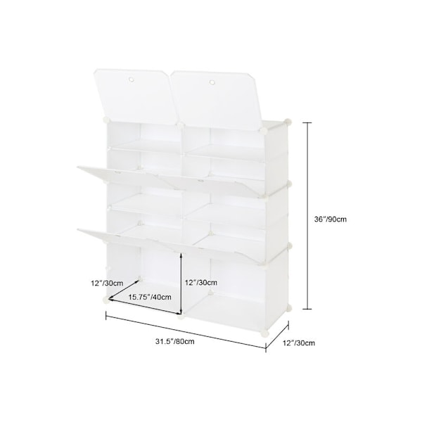 Skoställ 2 rader, 5 lager, 10 fack, plast, 723292cm, vit