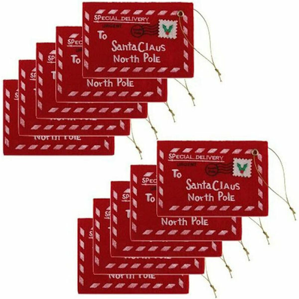 Jultomtens brevlåda Brevpapper North Noel Pole 10 st Brev till tomten Filtkuvert Broderi Julgransprydnad (Röd)