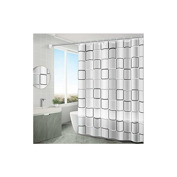 Vandtætte bruseforhæng, 180 x 200 cm, smalt bruseforhæng, gennemsigtigt bruseforhæng, tekstil bruseforhængsringe, anti-skimmel bruseforhæng,