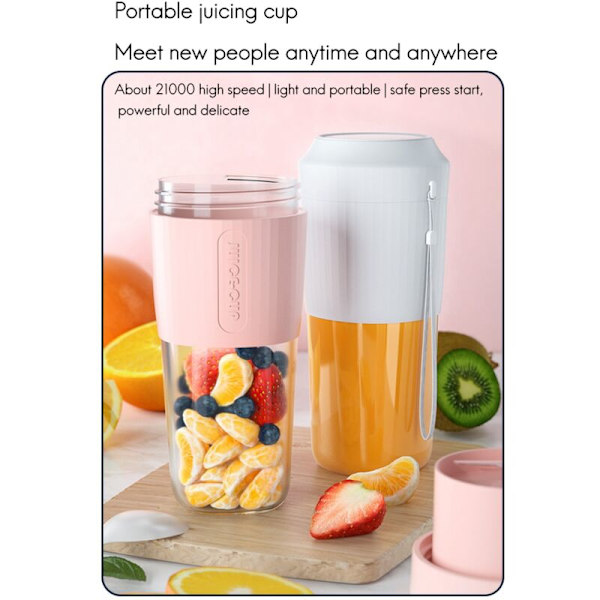 Elektrisk mixer kök juicer mixer bärbar matberedare laddning med skuren juice kraft frukt skärning, vit