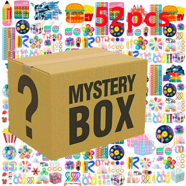 fidget toys, stressbollar, bönor och andra blindbox-set Blind box 52pcs