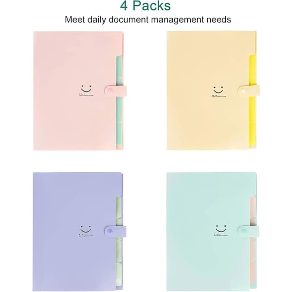Pcs A4 Binder Dokumentmappe 5 Rum med Knaplukning, Skoleartikler Mappe, Candy Farver-