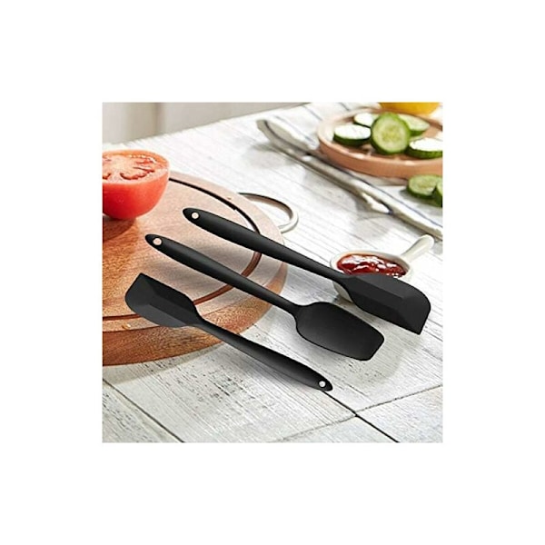 Sæt med 3 køkkenredskaber - Silikondejskraber 100% fødevaresikker varmebestandig Køkken non-stick tilbehør - Sort-Fei Yu