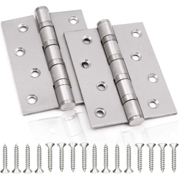 Dørhengsel i rustfritt stål, 2 stk dørhengsler, sammenleggbare hengsler, rustfritt stålhengsler, tykkelse 3 mm hengsel, for massive innerdører (sølv, 10075 mm)