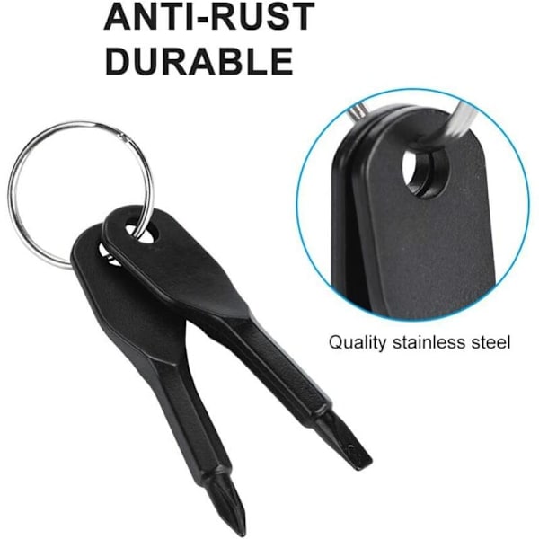 Mini Skrutrekker Nøkkelringsett, Bærbar Rustfritt Stål Flatt Hode og Phillips Skrutrekkersett Verktøy Utendørs Multifunksjonell EDC Verktøy Mini Lomme Verktøy