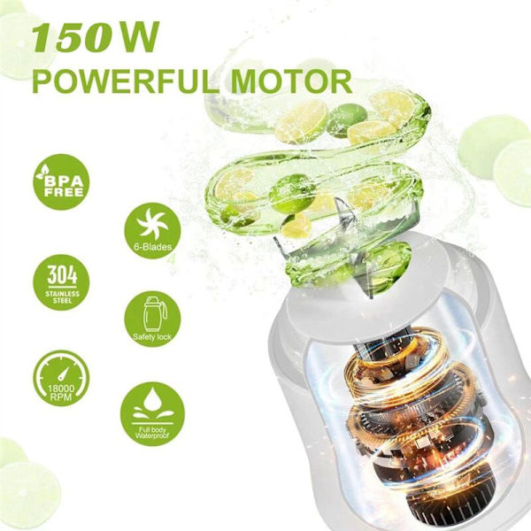 Bärbar mixer 600ML Elektrisk juicepress Fruktmixer 4000MAh USB Laddningsbar Smoothie Miniblender Personlig Juicepress, Lila