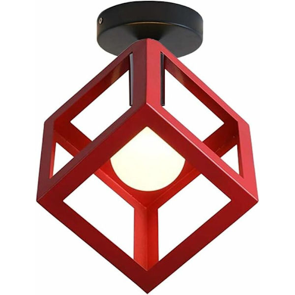 Taklampa Modern Chandelier Burformad Vintagelampa Geometrisk Stil Metallskärm E27 Belysning för Rum Vardagsrum Restaurang, Kubform, 16C