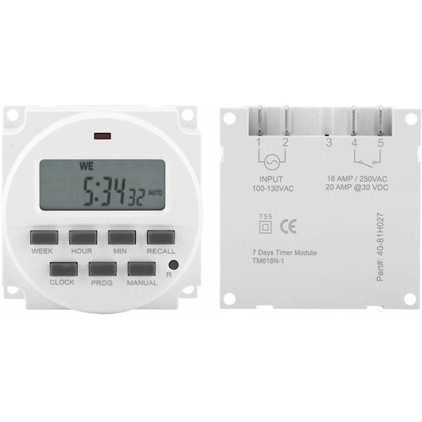 Programmerbar Smart Timer, Strømholdbar Elektrisk Digital Kontrol Switch Timere med HD Display (110V)