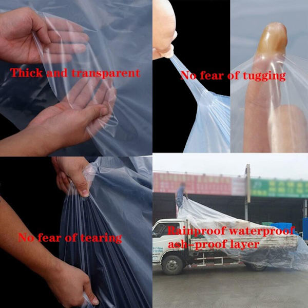 Växthusöverdrag, Transparent Plastöverdrag, Tunnelväxthusöverdrag 2m x 8m, Extra Tjockt Klart Polyetenfilm Trädgård Odla Polytunnelöverdrag för V