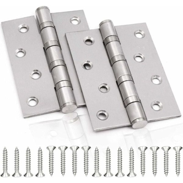Rostfria dörrgångjärn, 2 st dörrgångjärn fällbara gångjärn rostfria gångjärn tjocklek 3 mm gångjärn, för massiva innerdörrar (silver, 100X75mm)