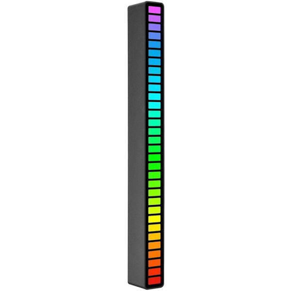 RGB-ljudstyrd rytmlampa 32 lysdioder 18 färger ljudspektrum USB-driven aktiverad atmosfärslampa, svart