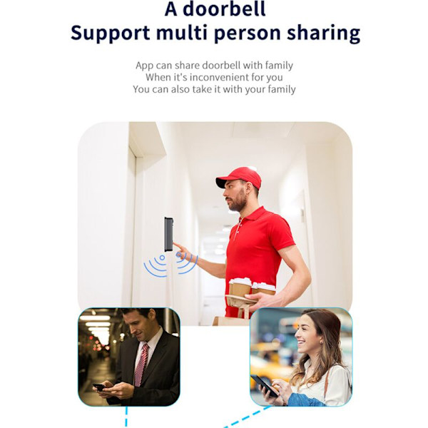 Wifi Smart Video Dörrklocka Stödjer Mobiltelefon Fjärrkontroll Högdefinition Vidvinkel Visuell Dörrklocka Set
