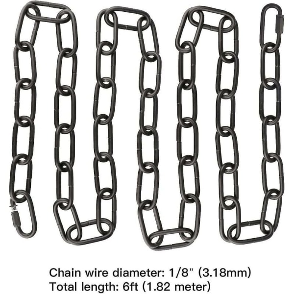 Belysningskedja, 6 fot svart ljusarmaturkedja, metallkronkedja