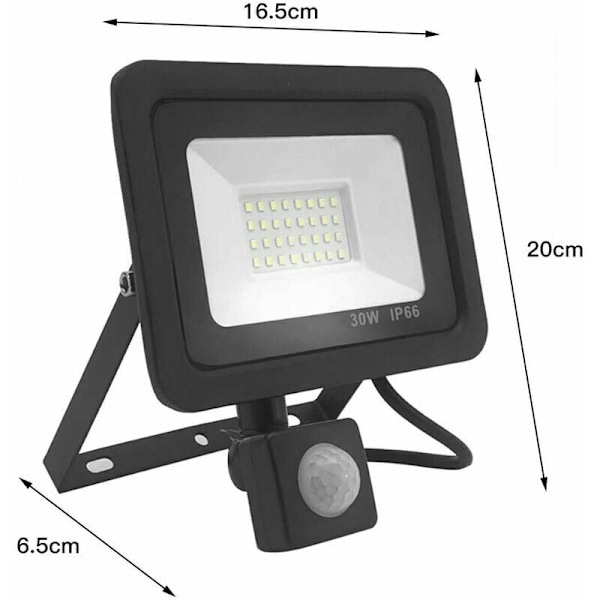 2 kpl 30W LED-ulkovalaisimia liikeanturilla, 2700LM, 6000K, IP66 vedenkestävä, ulkovalaisin