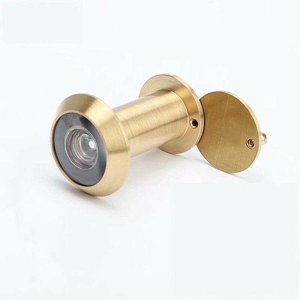 Dörrkikare, 200° mässingskikare med övervakningslock för montering i 35 mm-60 mm dörrblad (2 st, frostat guld)