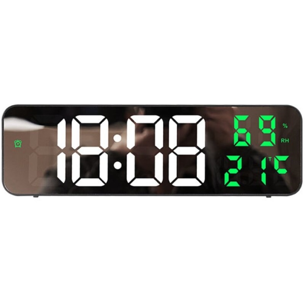 Digital veggklokke temperatur og fuktighet display nattmodus bordalarmklokke 12/24H LED elektronisk klokke