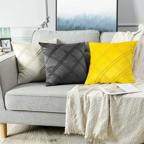 Kuddfodral 4-pack Geometrisk Tredimensionell Sammet Kuddeöverdrag 45 x 45 cm Hem Soffa Sovrum Bil Dekorativ (Mörkblå)