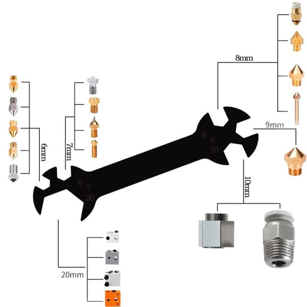 MK8 3D-printerdyser, til Ender3-dyse-rengøringssæt 3D-printerdyse-vedligeholdelsessæt 3D-printerværktøjer