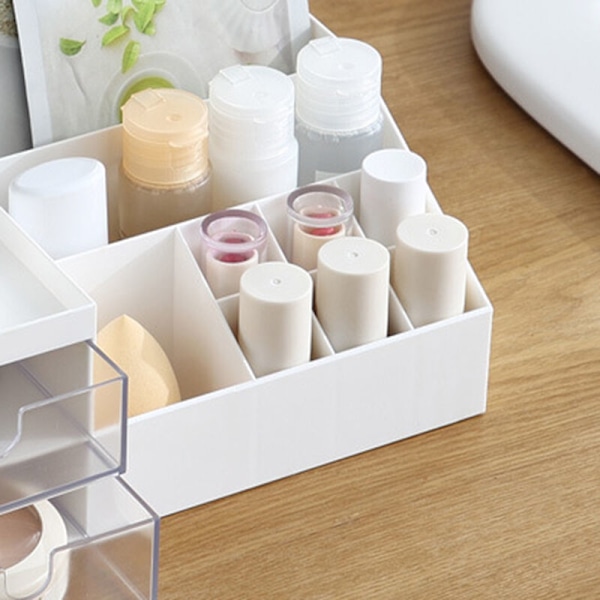 Skrivebordsopbevaringsboks med rum Skuffestil Beholder Pladsbesparende Organizer til makeup