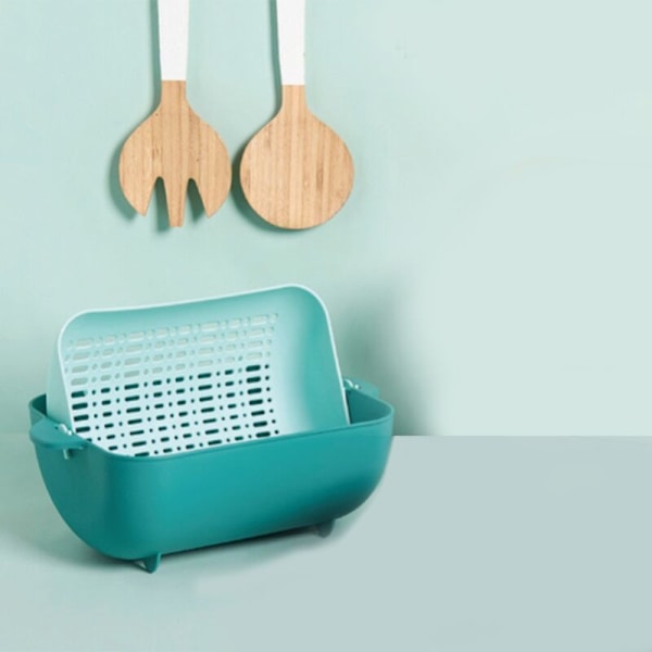 Køkkensi til vask/si, 2 i 1 multifunktionel stor plastik vaskeskål og si, pladsbesparende (1 stk.)