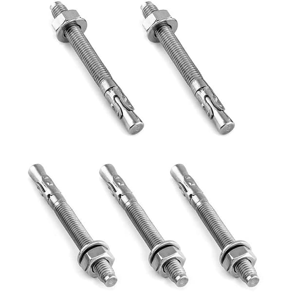 Kileanker, rustfritt stål, 3/8 tommer x 3-3/4 tommer, 5 stk