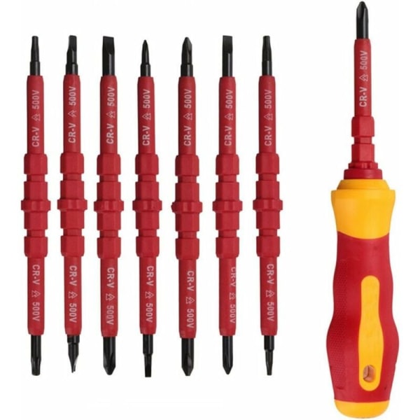 Set of 7 500V Insulated Electrician Screwdrivers with Tester Screwdriver, Insulated Screwdriver with Handle, Interchangeable Magnetic Insulated Scre