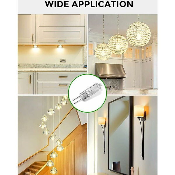 G4 Halogenpærer, 20W G4 Pære, 12V Halogen Pind Sockel Lampe, 2700K Varm Hvid, 300LM, G4 Lavspænding Halogenlampe, Transparent Kapsellampe, Pakke med 1