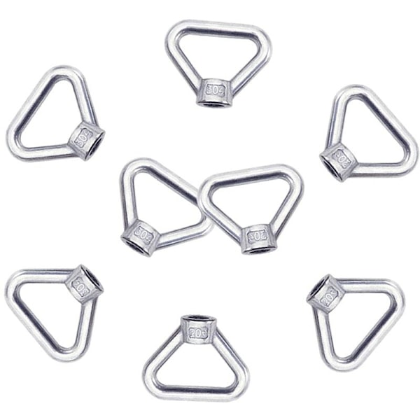 Lyftögla mutter 8 st M8 Ringmutter skruvmutter silver 304 rostfritt stål triangelringmutter lyftögla mutter fästelement M8 honringmutter