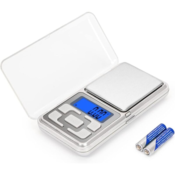 Præcisionsvægt 500g/0.01g Køkkenvægt med Baggrundsbelyst LCD-Skærm Digital Vægt Tare-Funktion, Mini Bærbar Vægt til Køkken/Café/Rejse/Medicin