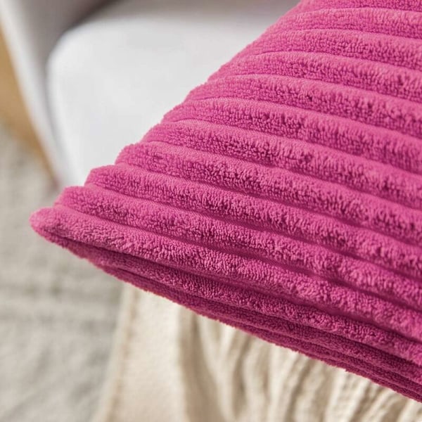Sæt med 2 Dekorative Corduroy Pudebetræk Sofa Blød Pudebetræk til Hjemmet Stue Soveværelse Seng Clic Clac 45x45cm Fuchsia