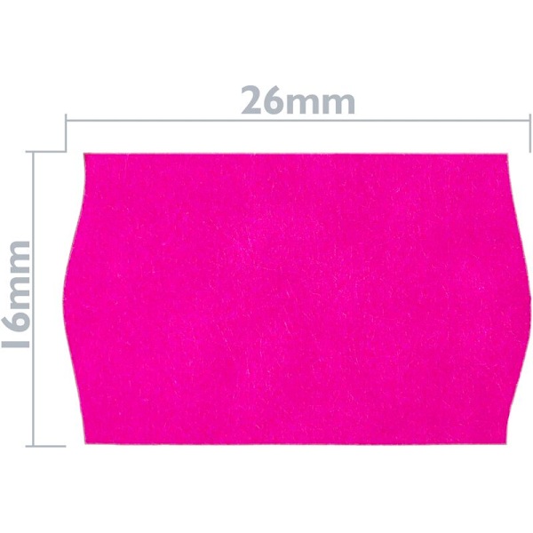 Rull med 1000 rosa klistremerker 26x16 mm 10 enheter