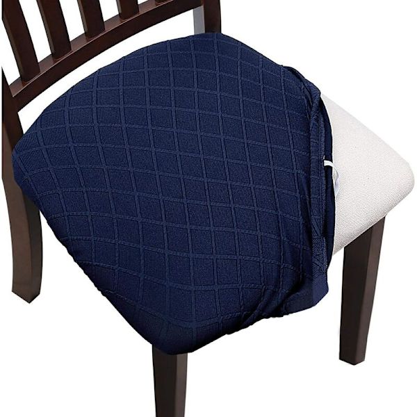 Jacquard Matbordsskyddsöverdrag för Stolsitsar, Stretch Spandex Utan Ryggstöd, Avtagbart och Tvätbart för Kontorsstolar, 4-pack (Dark