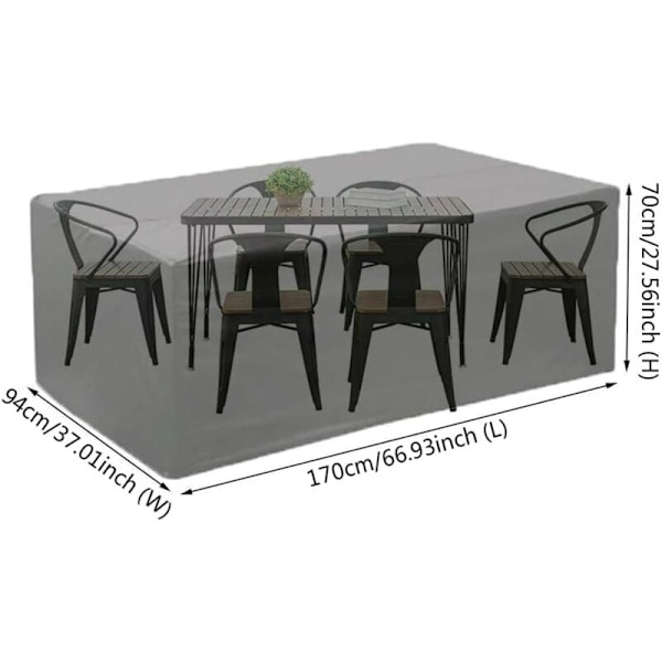 Tilbud, Vandtæt Havemøbelbetræk 210D Oxford Stof Sort Rektangulært Rattan Havemøbelbetræk Vindtæt Soltæt (170 x 94 x 70 cm)