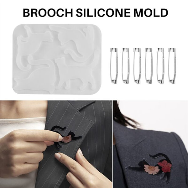 DIY Kristall Epoxy Kattunge Brosch Silikonform Katt Kläder Hållare Väska Hänge Örhänge Hartsform