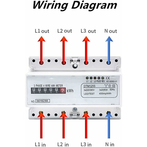 Trefaset Digital El-måler 220/380V 2080A - Energiforbrug, kWh-måler