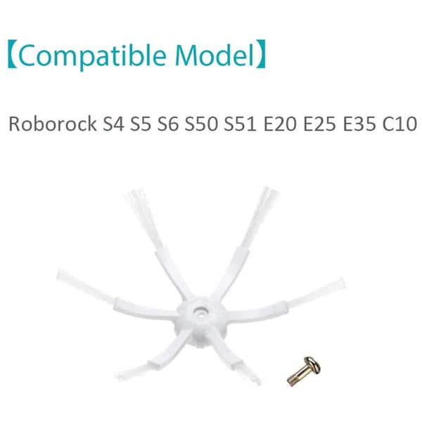 6-pack Sidoborste för 1S / S7 Max T7S plus S5 S6 MaxV S50 S51 MI, Dammsugardelar, Vit
