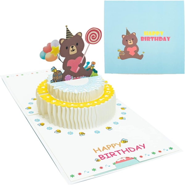 3D pop-up tillykke med fødselsdagen kort, tillykke med fødselsdagen kort, håndlavet fødselsdagskage kort, fødselsdag lykønskningskort med konvolut