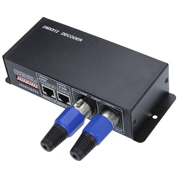 LED-controller DC 12V-24V 3-kanals DMX-dekoder til RGB LED-striplys 5050 3528