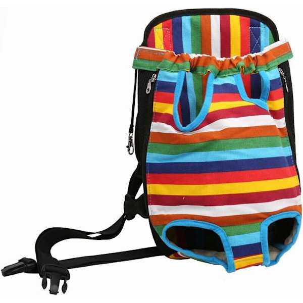 Legs-Out Front Pet Dog Carrier, Håndfri Justerbar Ryggsekk Reiseveske for Små og Mellomstore Hunder, Katter, Kaniner, Utendørs XL, farge striper