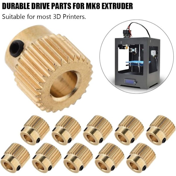 Mässingsextruderhjul 26/40 Tänder 10 st Mässingsextruderhjul för CR-10.CR-10S, Ender 3, Ender 3 Pro, MK7 MK8 Extruder (26 Tänder) - RWCommerce, Indust