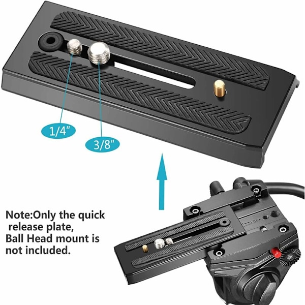Snabbkopplingsplatta för Manfrotto 501HDV 503HDV 701HDV MH055M0Q5 - 1/4\" och 3/8\" Monteringsskruv