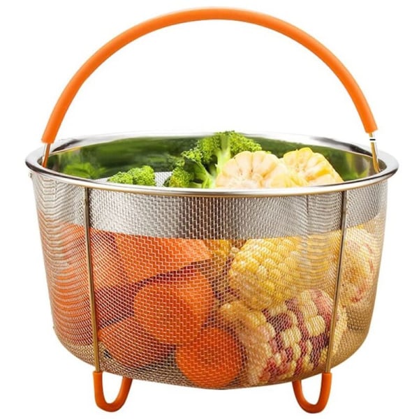 Dampkurv i rustfrit stål, Instant Pot-tilbehør til Ninja Foodi trykkoger og multikoger, 6Qt
