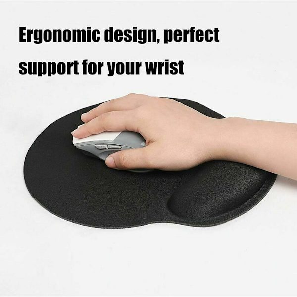 Keyboard Håndledsstøtte Sæt, Ergonomisk Mussemåtte med Håndledsstøtte Anti-Skrid Sikkerhedsmåtte Hukommelsesskum Mussemåtte Kontortilbehør til Computer, Bærbar (Sort)