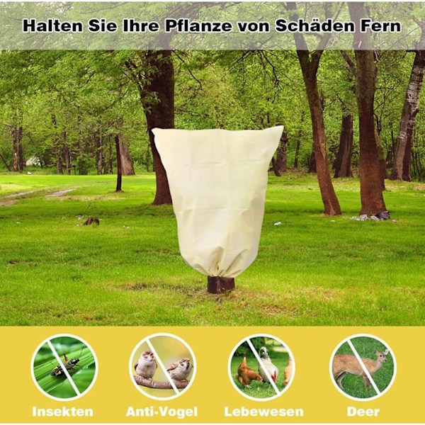 Vinterplante Frostbeskyttelsesdække med snøretræk Fleece Rivfast 180 x 120 cm, Beige