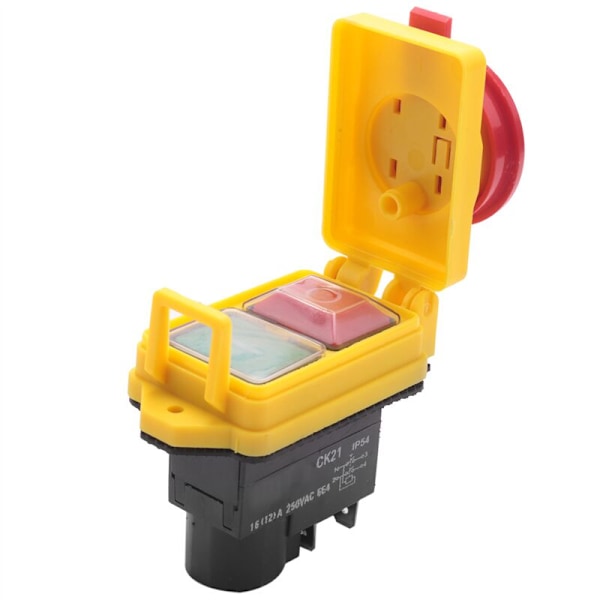 250V 16A IP54 Start/Stopp-bryter, spenningsfri utløserbryter med nødstopp-knapp, elektromagnetisk på/av-bryter
