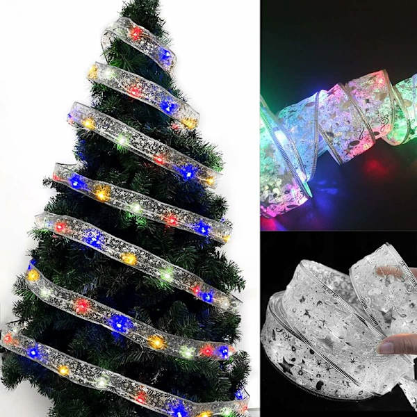 2M LED Julgran Ljus - Batteridrivna Spetsbåge Fairy Lights - Färgglada Juldekoration - Silverband (Färg)